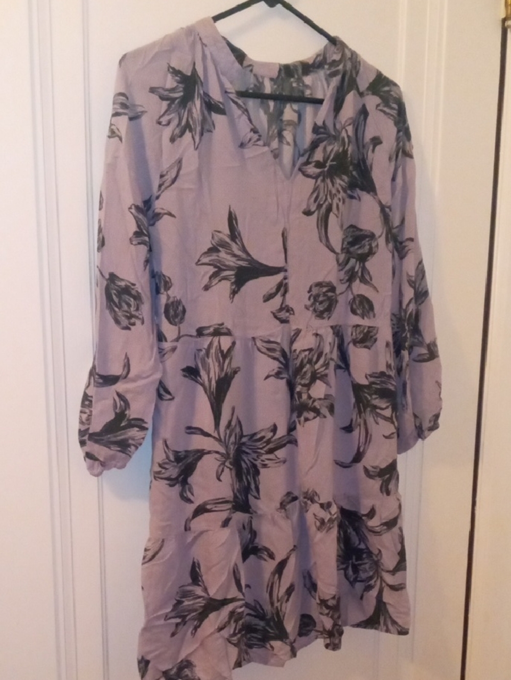 gray with green V-Neck Tunic Dress XXL light weight